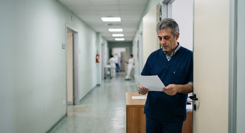 Un cittadino legge un documento e riflette se una procedura sia corretta